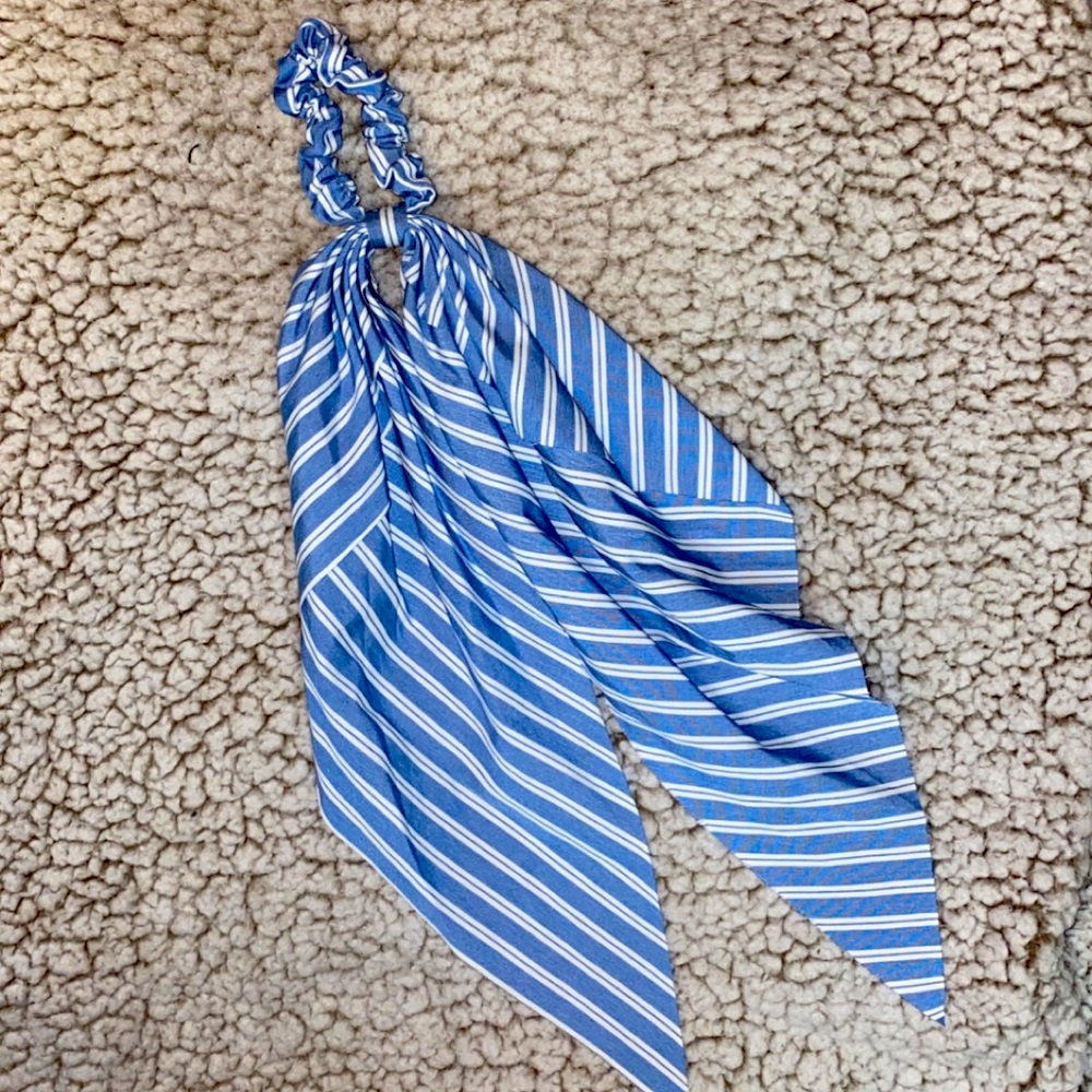 Blue and White Striped Hair Ribbon